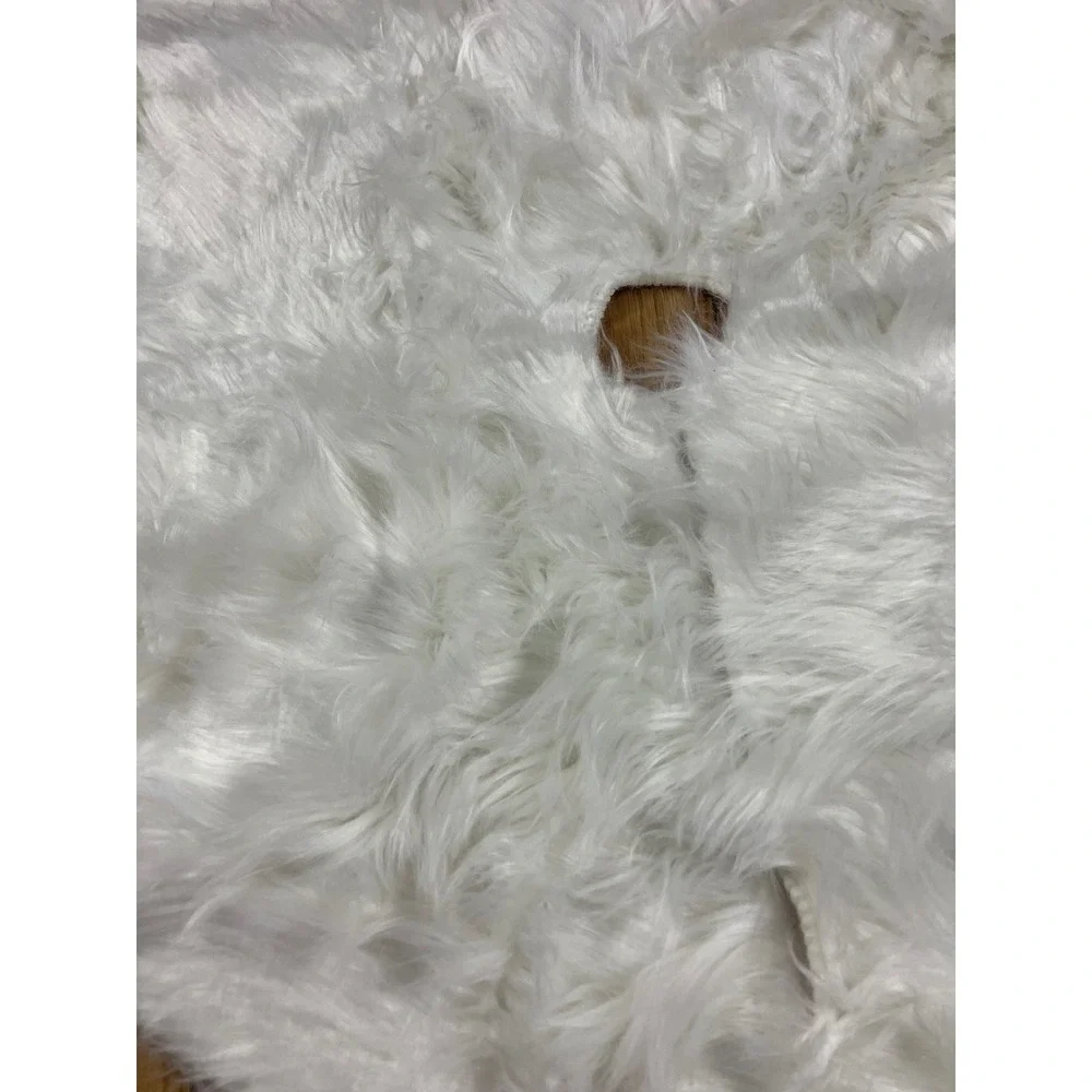 White‎ Plush Faux Fur Round Tree Skirt Decorative Base Cover